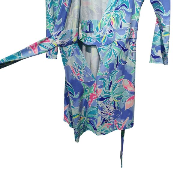 Lilly Pulitzer Women's Sz XS Karlie Romper Bennet Blue Celestial Seas Wrap Dress - Picture 6 of 9